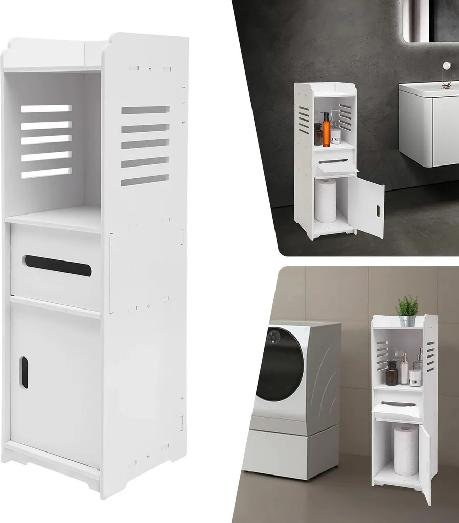 Meuble de rangement anti-humidité pour salle de bain blanc compact
