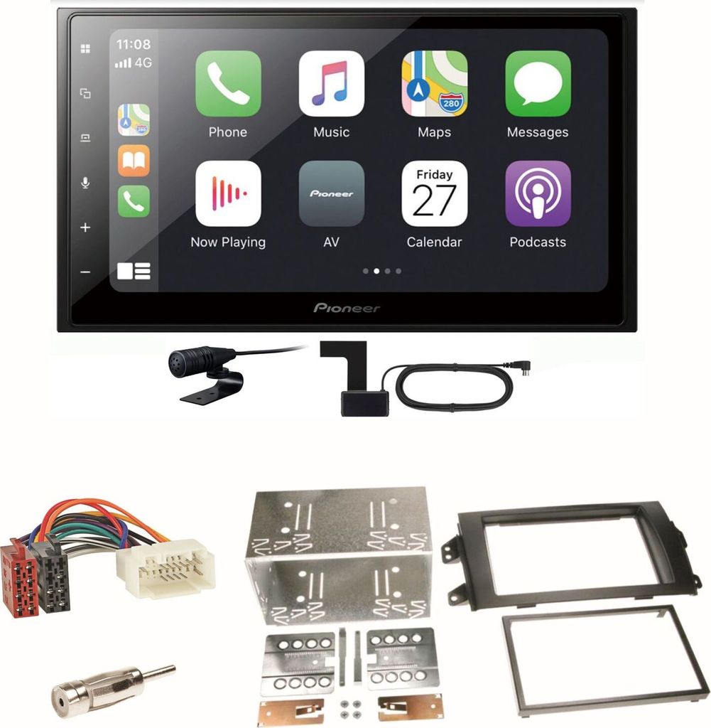 Pioneer SPH-DA250DAB Bluetooth DAB+ USB Einbauset für Suzuki SX 4 Fiat Sedici