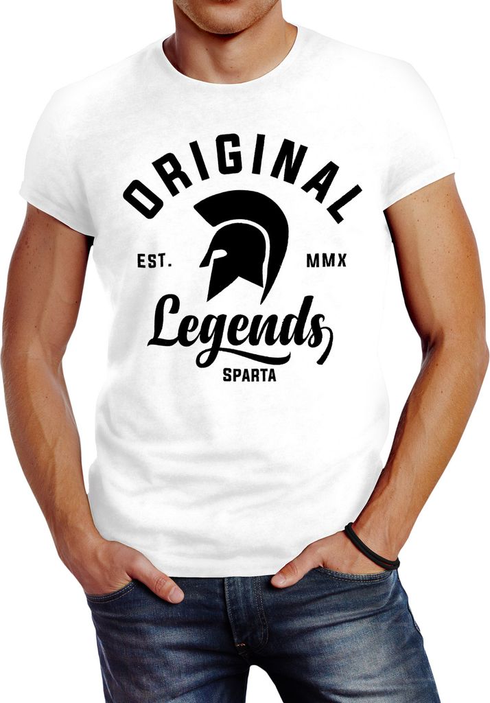 Gladiator Sparta Fighter Original Legends Streetwear Herren T-Shirt Slim Fit Neverless weiß XL