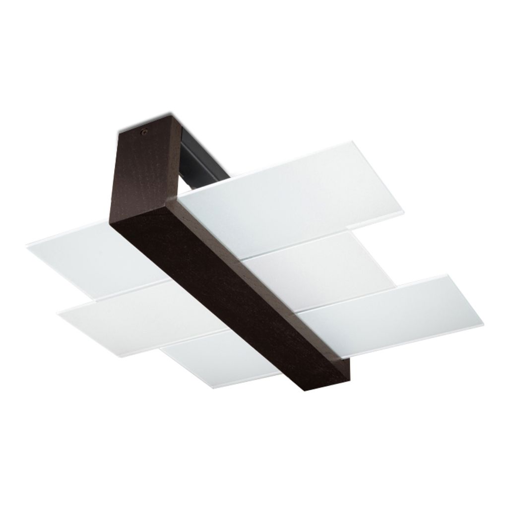 Deckenleuchte FENIKS 2 Wenge 2xE27 15W Holz/Glas 12x43x43cm Sollux Lighting