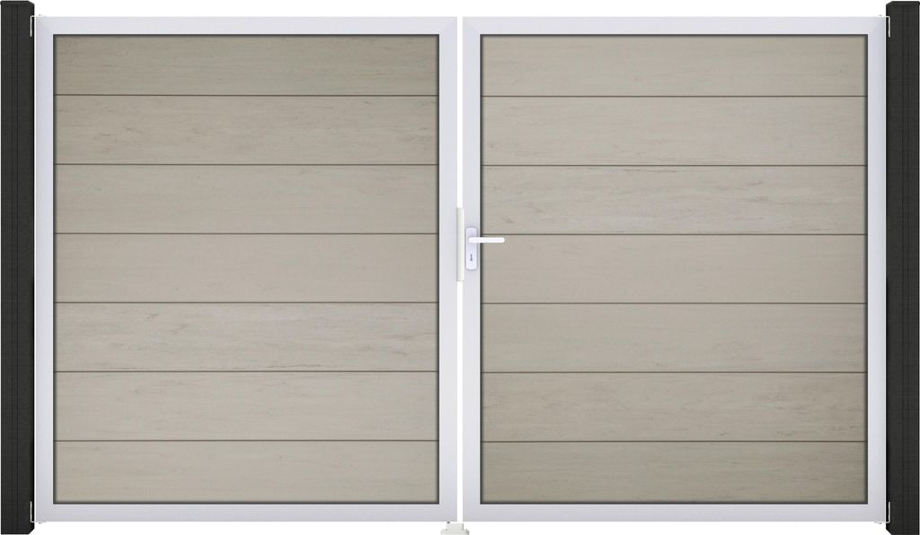 GroJa Solid Grande Tor Schwarz co-ex DIN links 300x180x4 cm Alu-Rahmen EV1, 2-flügelig