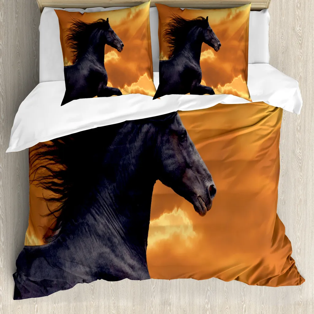 Copripiumino ABAKUHAUS 200x200 Nero Arancio - Lavabile e Sicuro