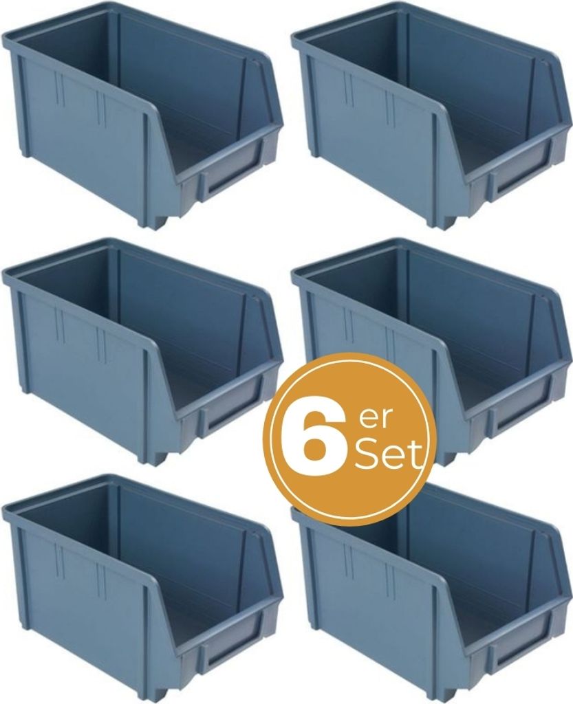 Stapelboxen Schraubenbox Lagerboxen Stapelboxen Werkstatt Sichtlagerboxen klein groß Set Wandhalterung Wand 6x Stapelbox Gr.3