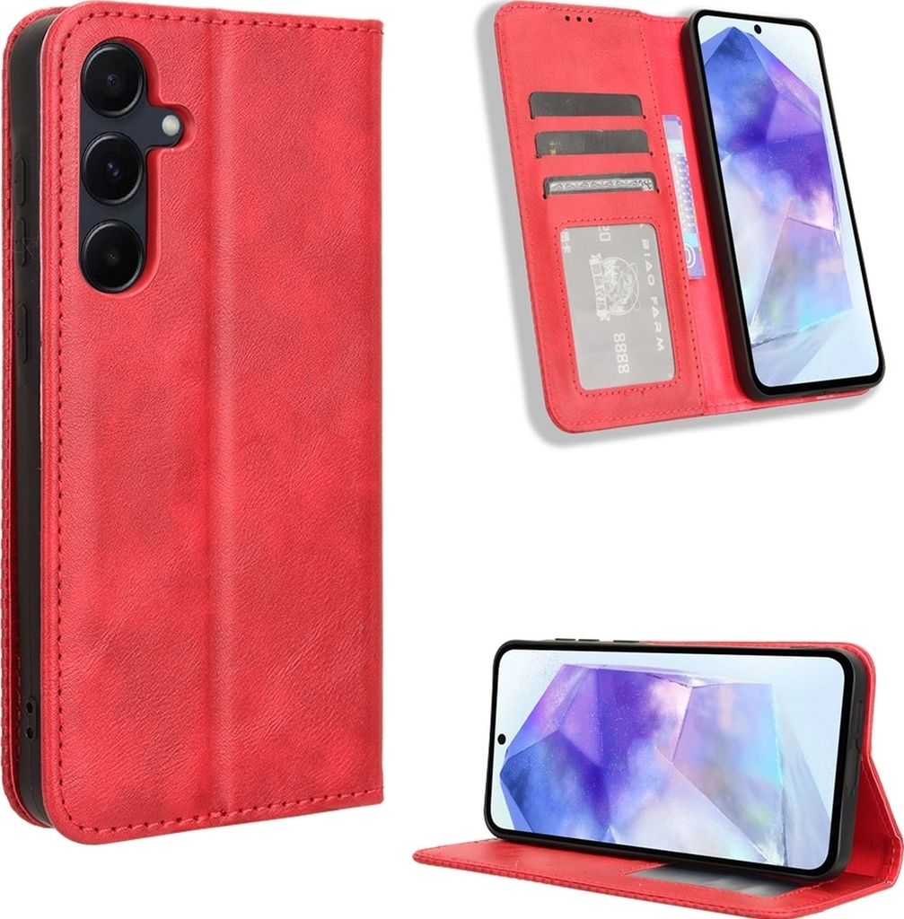Mobigear Sensation Samsung Galaxy A55 Hülle Klapphülle Geldbörse - Rot