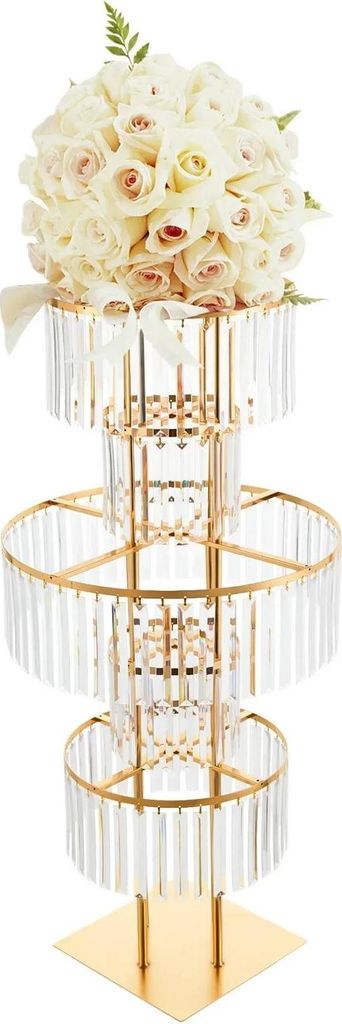 Dekoständer - Displayständer mit 5 Etagen - 110 cm Höhe - Eisen & Acryl - Für Hochzeit, Party, Tisch/Bar, Gangdeko - Gold