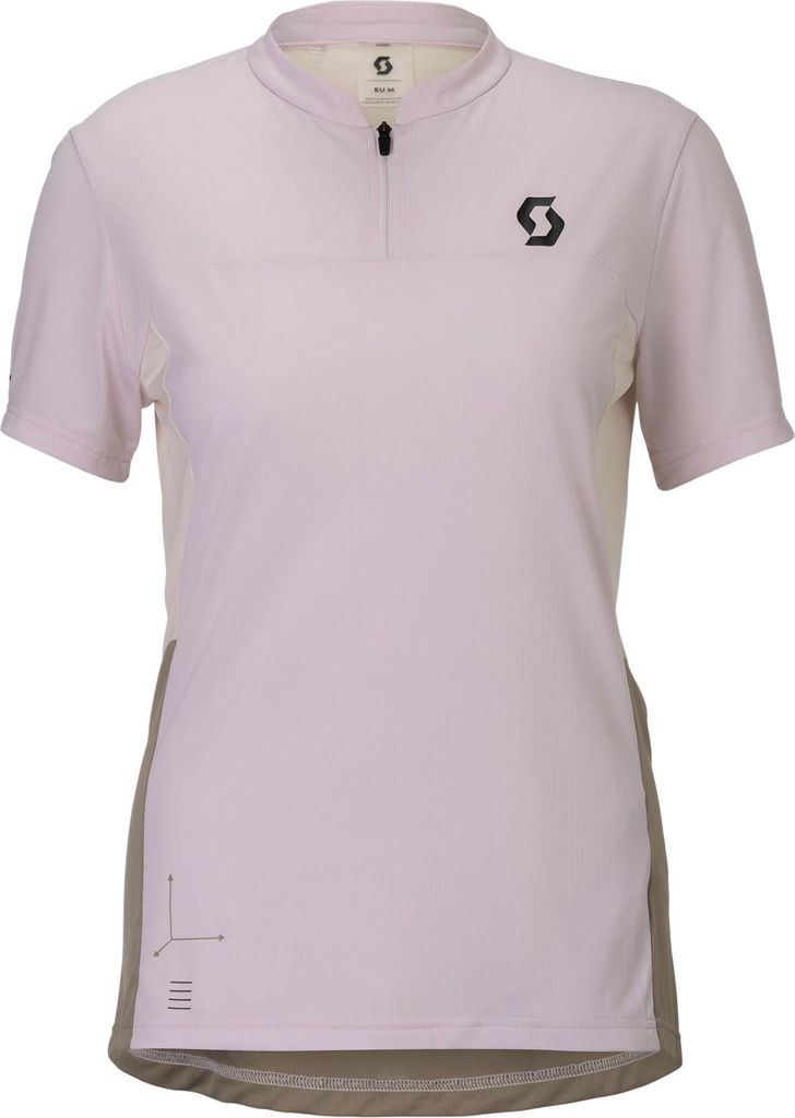 Scott Vertic Zip Kurzarmshirt für Damen bliss pink/Baumwolle white EU L