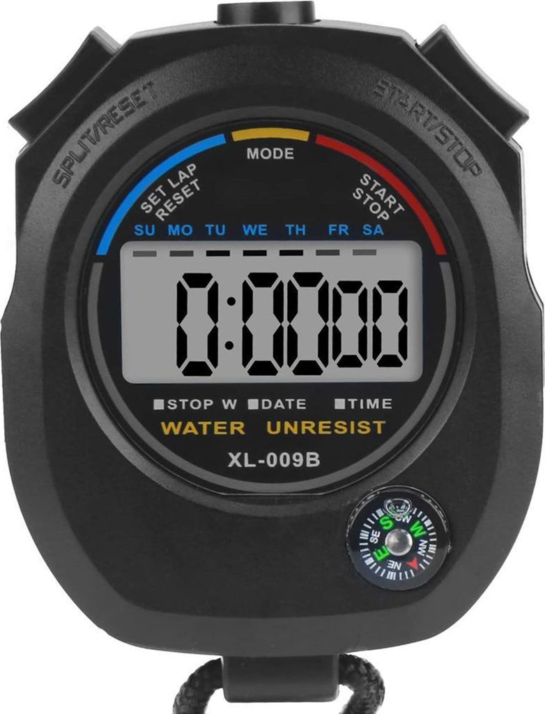 Stoppuhr Sport Timer Uhr Multifunktions Taschenuhr Digital Stopuhr Alarm Kompass
