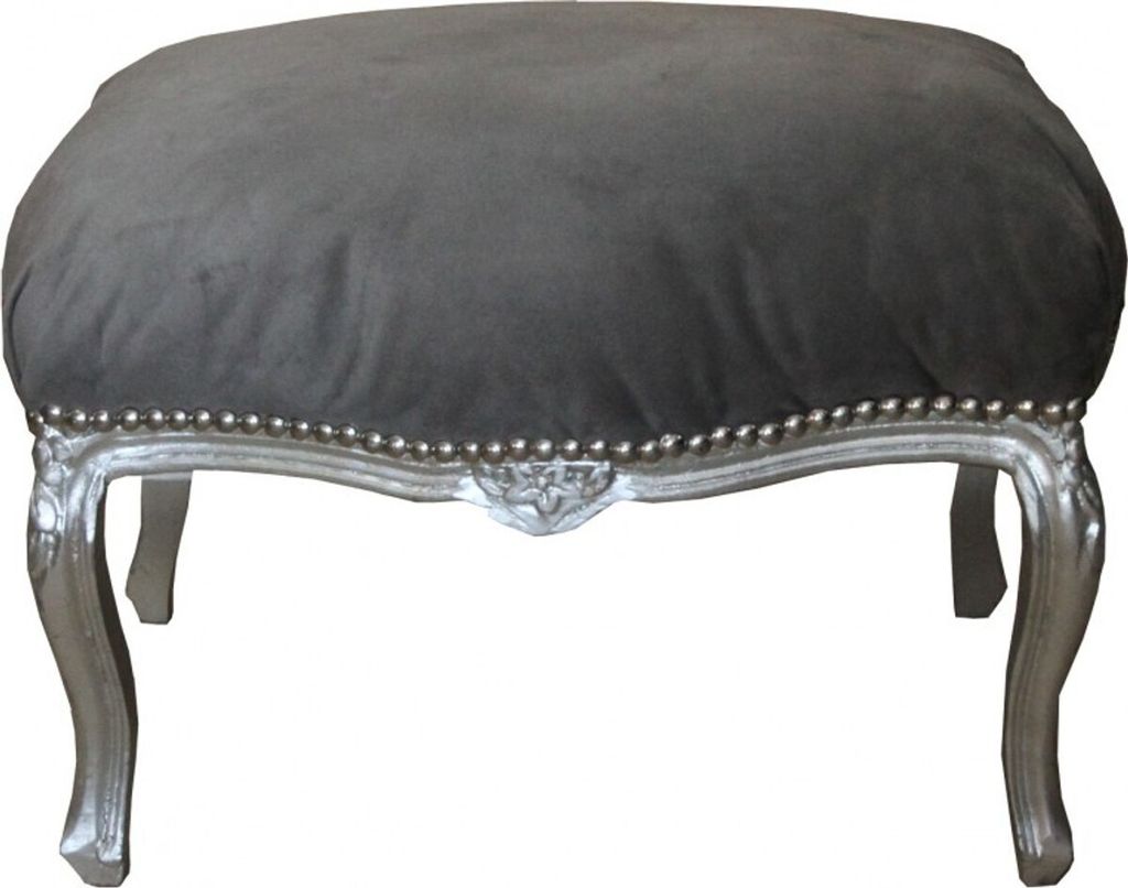 Casa Padrino Barock Sitzhocker Grau Silber - Barock Möbel