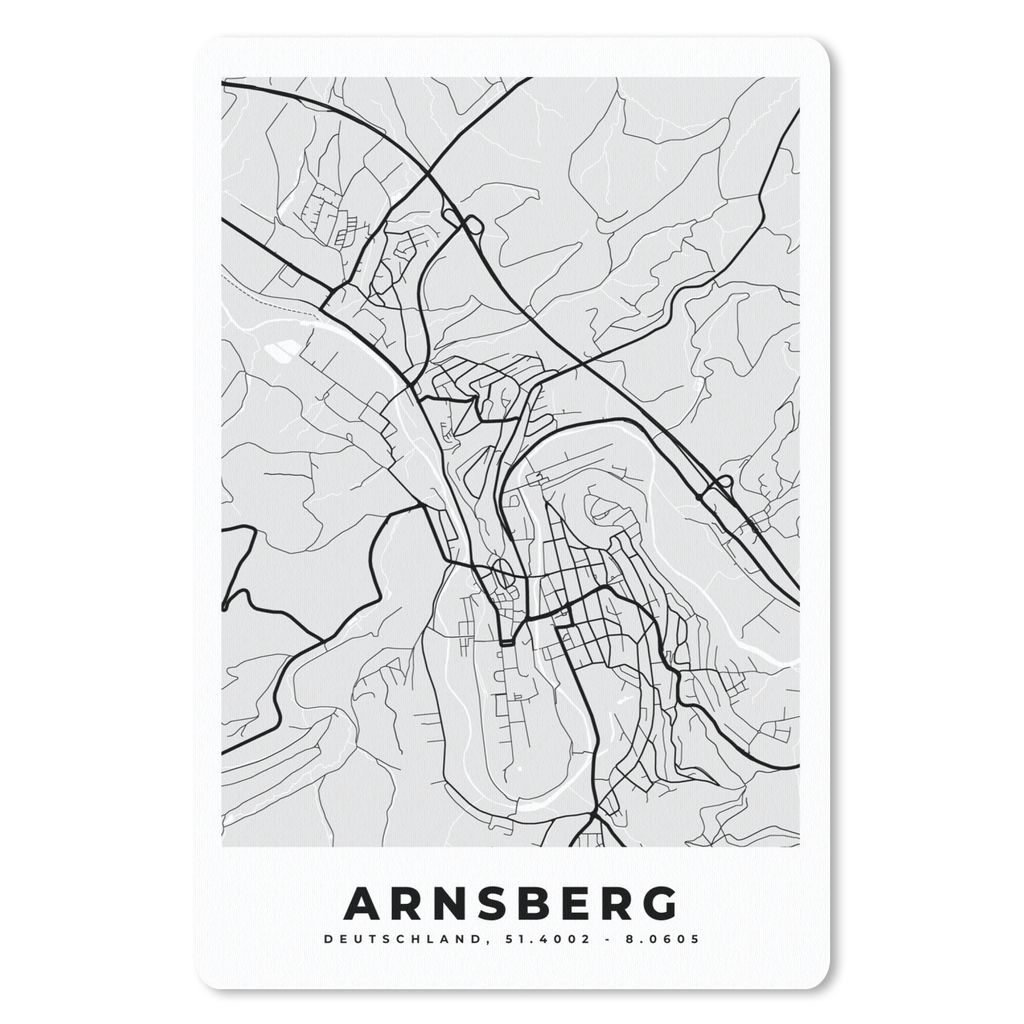 MuchoWow Mauspad Mousepad Arnsberg - Karte - Stadtplan - Deutschland - Karte 40x60 cm - Mousepads - Maus Mat - Pad - Mausunterlage - Schreibtisch...