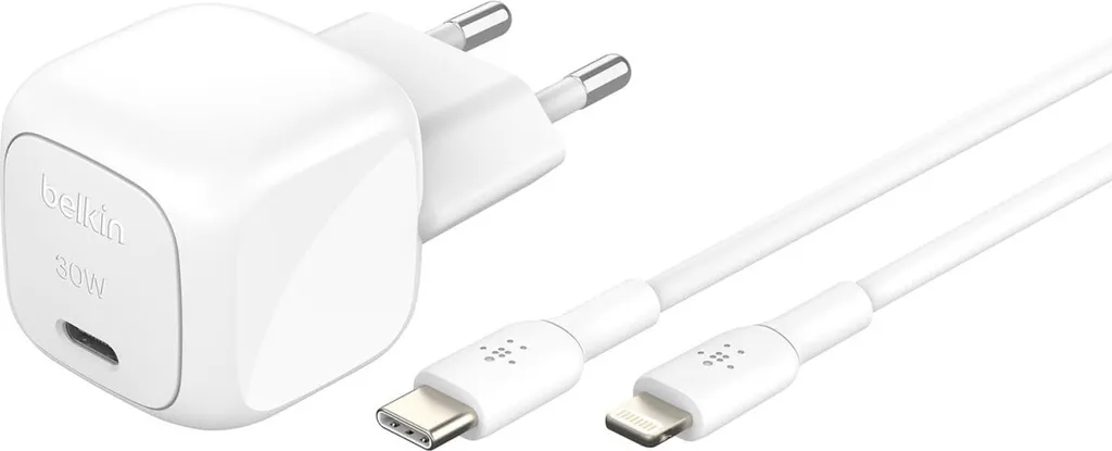Chargeur USB-C 30W Belkin PD et PPS avec câble Lightning 1m blanc - 5