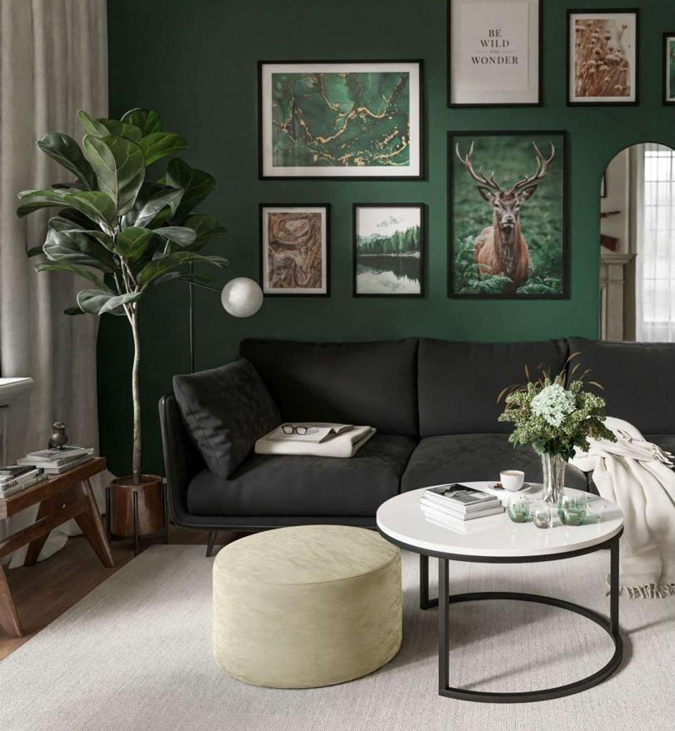 Runder Tisch CIRI mit Hocker Weiß Schwarz Hochglanz