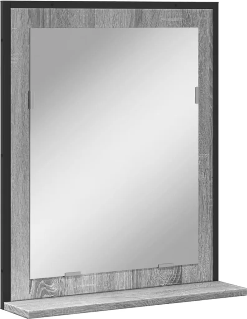 Offerta SYFAX™ Specchio Bagno con Ripiano 50x60 Grigio Sonoma Legno
