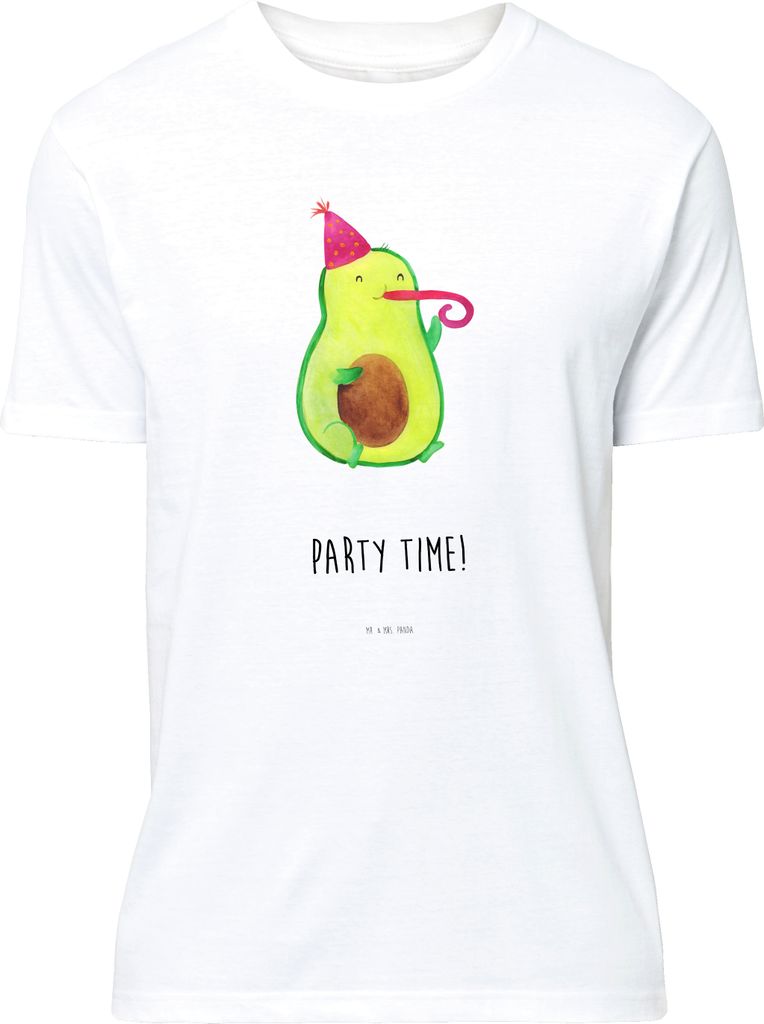 Mr. & Mrs. Panda T-Shirt Avocado Party Zeit - Weiß - Geschenk, Geburtstag, Print-Shirt, oberteil, S, Geburtstagsfeier, Tshirt, Genießen, Happy Bi...
