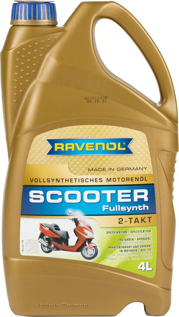 RAVENOL SCOOTER 2-Takt vollsynthetisches Motoröl Öl 4L 4Liter API TD Vespa Kymco