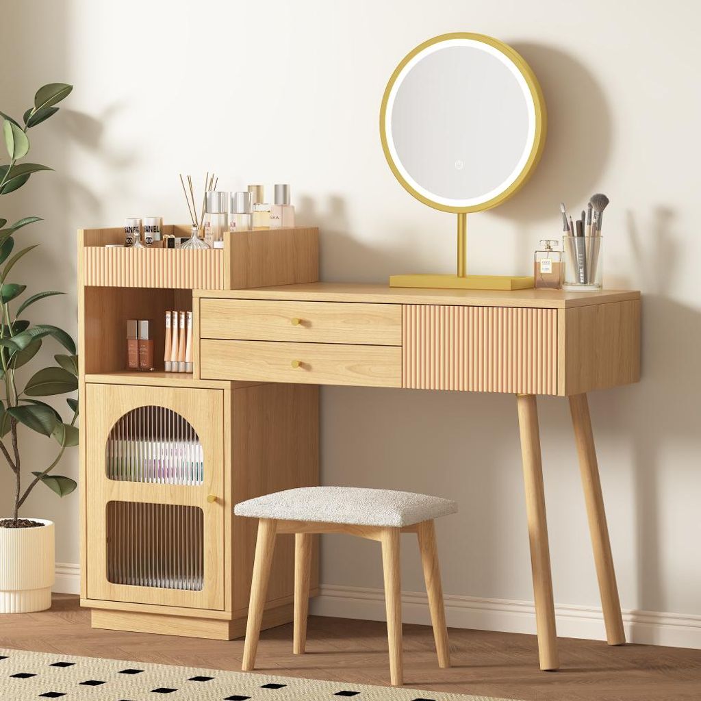Eleganter Schminktisch mit LED-Beleuchtung und Spiegel, aus Produktbild 