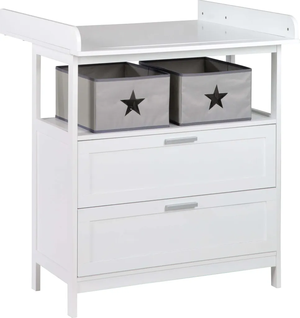 Table à langer avec rangements Hamburg roba, 2 tiroirs et 2 boxes
