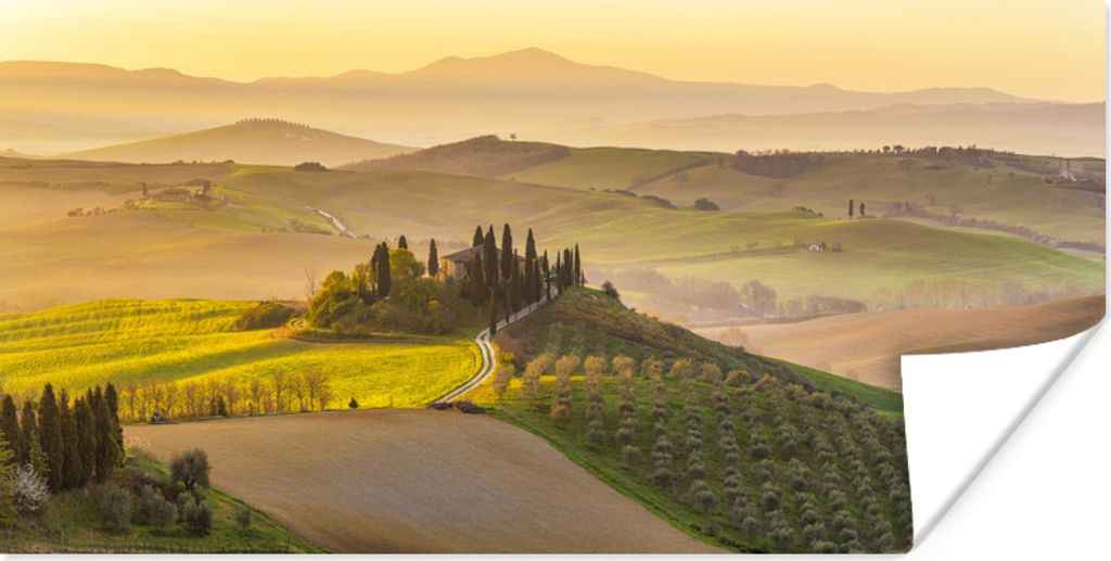 MuchoWow Poster Toskana - Hügel - Landschaft 150x75 cm - ohne Rahmen