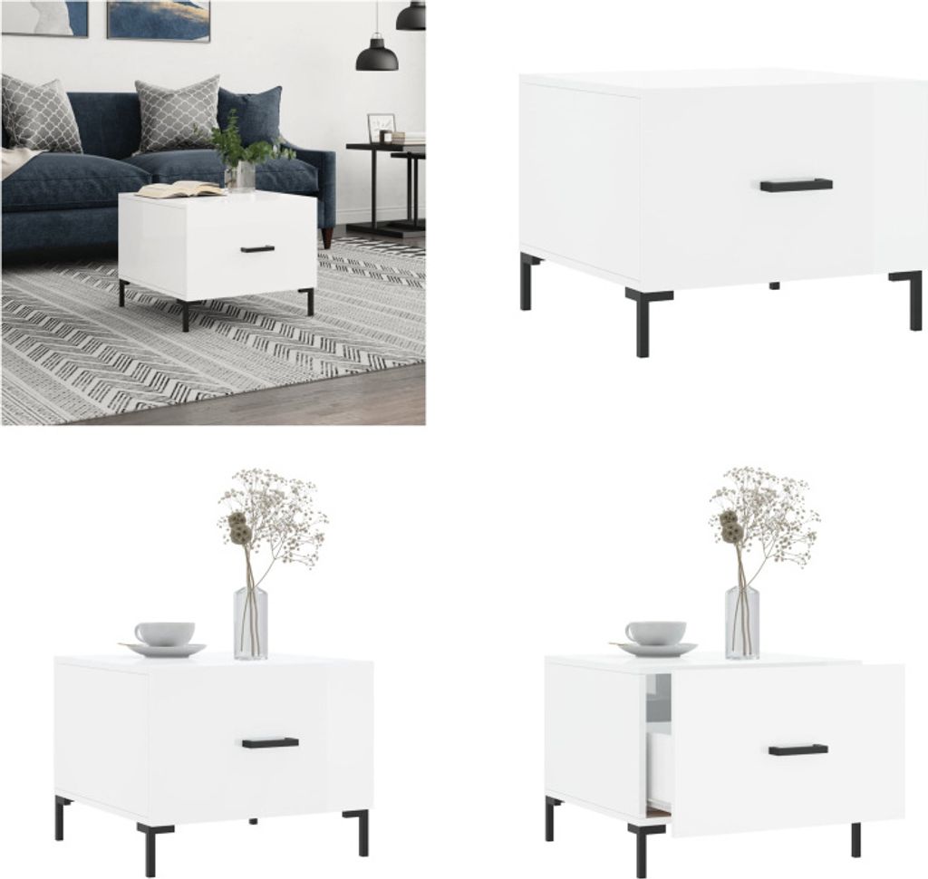 vidaXL Couchtisch Hochglanz Weiß 50x50x40 cm Holzwerkstoff - Couchtisch - Couchtische - Beistelltisch - Beistelltische