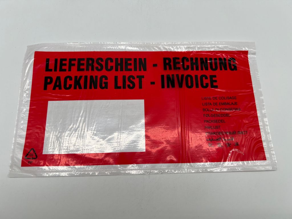 1000 Stück Lieferscheintasche Lieferscheintaschen rot DIN Produktbild 2