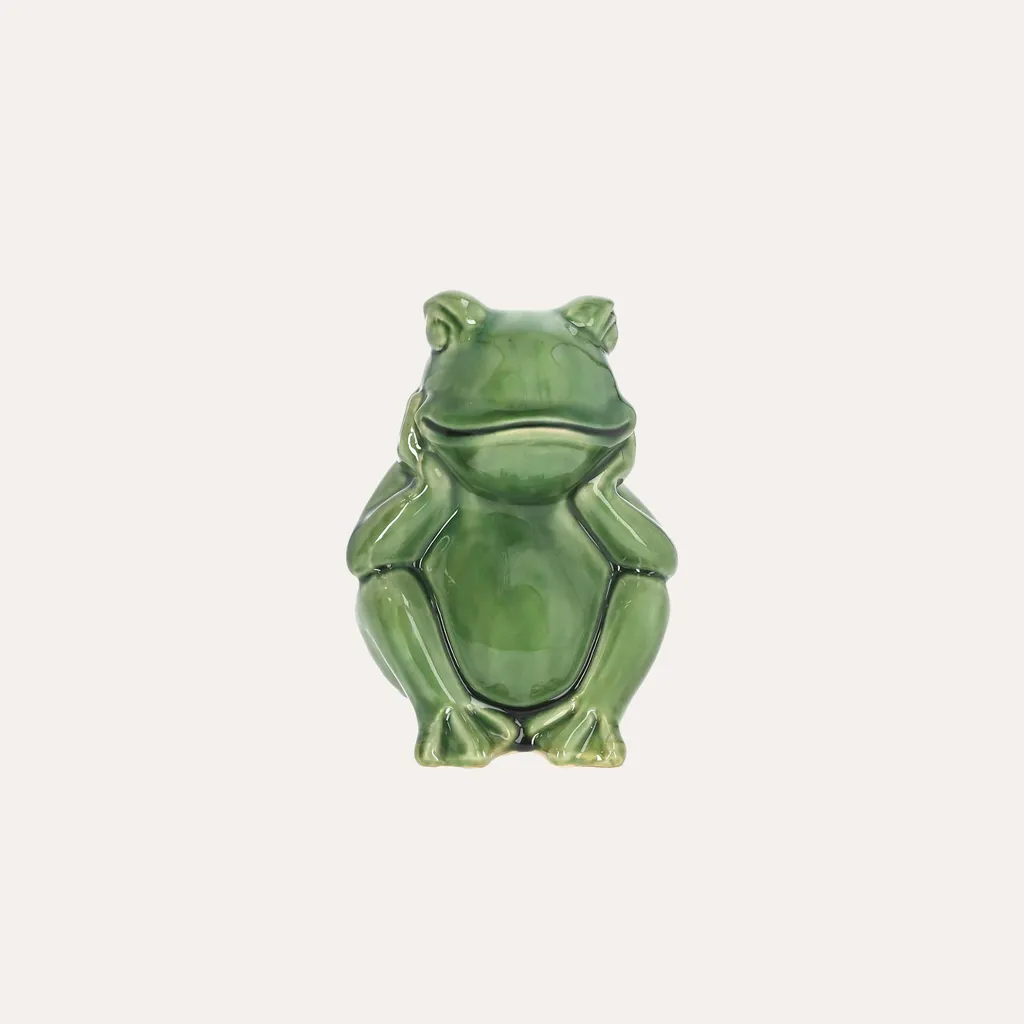 Grenouille en céramique 17,5 cm : égayer une déco terne en vert brillant