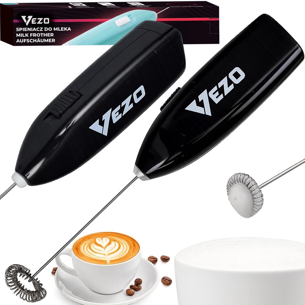 Milchaufschäumer Handmixer Mini Mixer elektrisch batteriebetrieben für Milchschaum Kaffee Eier schwarz