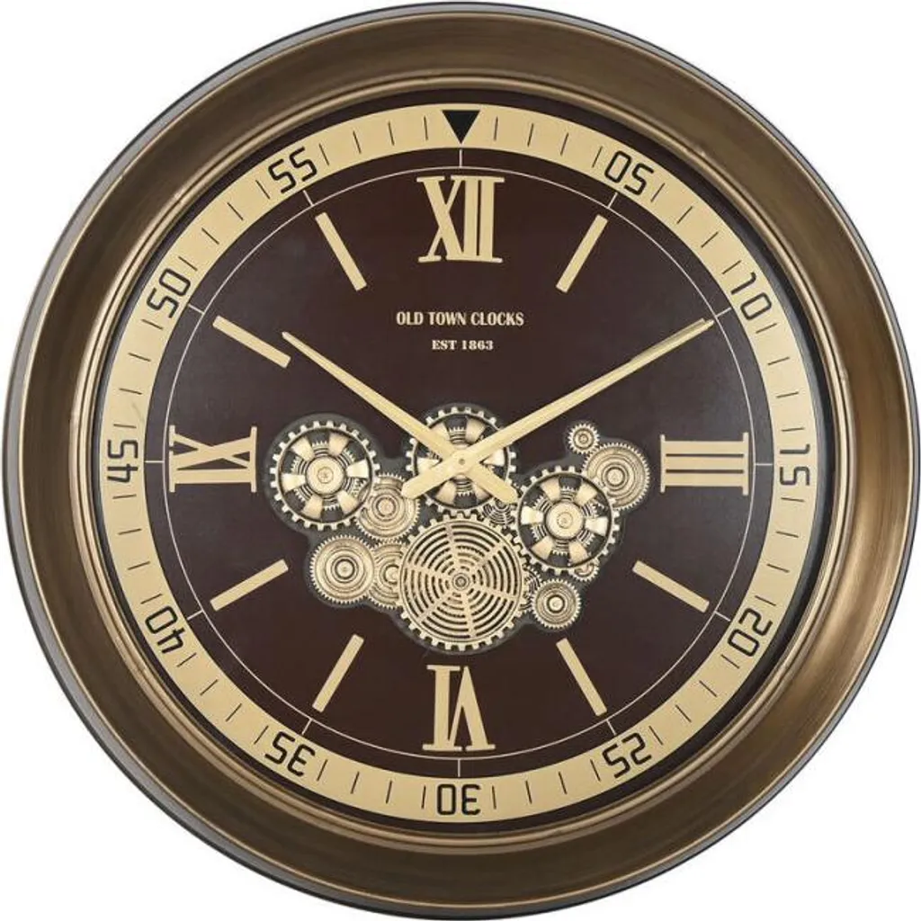 Horloge murale géante or et rouge 100cm : l'objet déco pour mur de salon