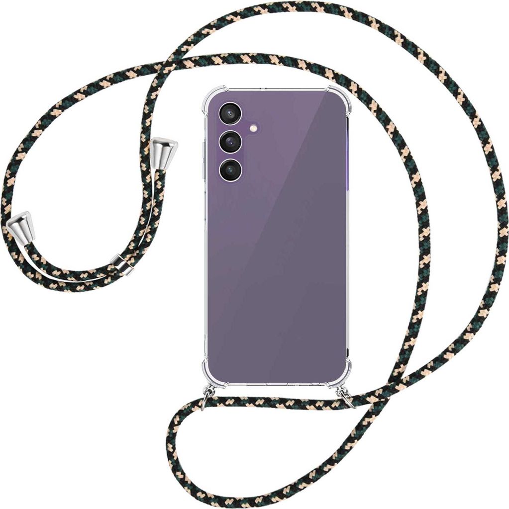 Handykette Backcover-Schutzhülle mit Band (Metall silberfarben) für Samsung Galaxy A25 5G - camouflage