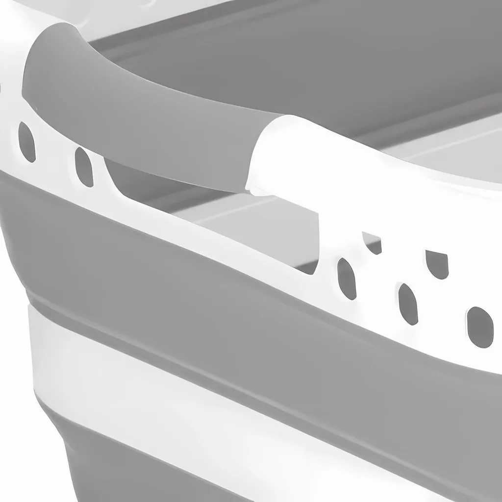 Panier à linge pliable 24 litres lot de 2 bacs de rangement gris - 4