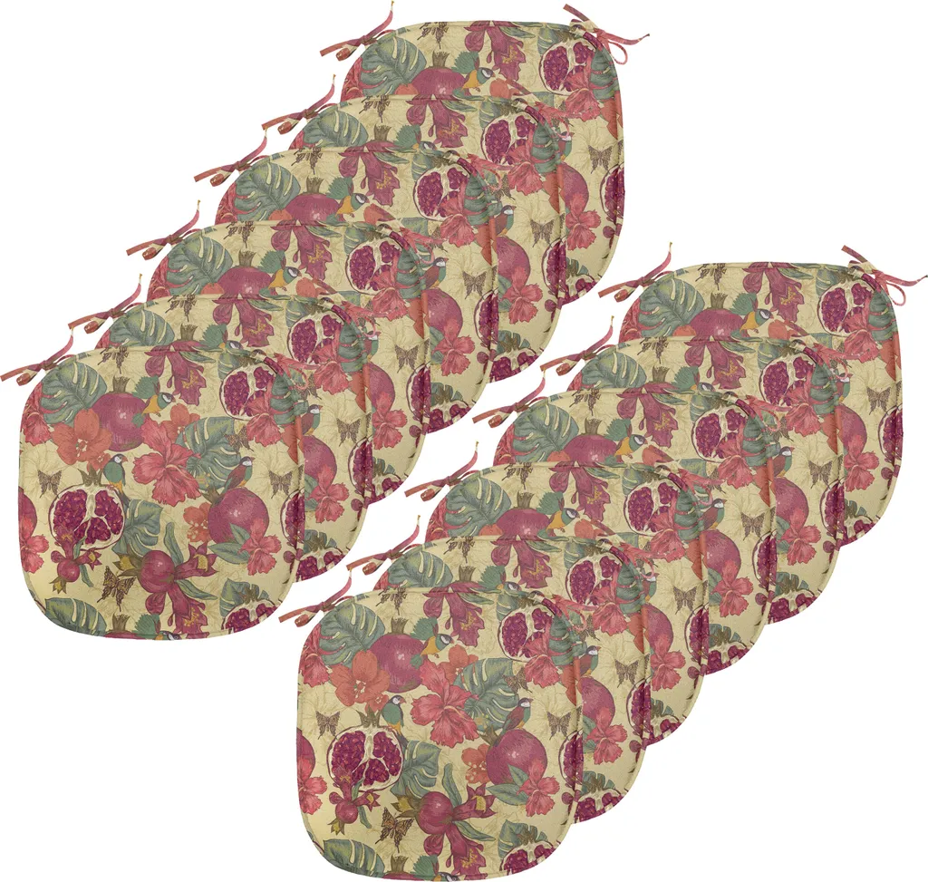 ABAKUHAUS Galettes de Chaise Oiseaux Tropicaux 40x40 cm Lot de 12 Rouge