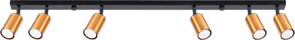 Plafond WINX 6L schwarz/kupfer 6xGU10 10W Stahl 18.5x6x118cm Sollux Lighting