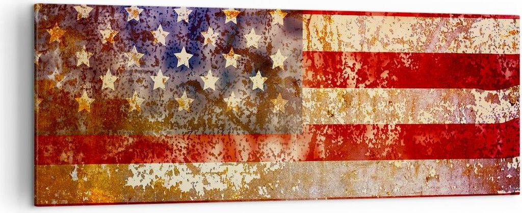 Bild auf Leinwand - Leinwandbild - Amerika Flagge national patriotisch - 140x50cm - Wand Bild - Wanddeko - Leinwanddruck - Bilder - Kunstdruck - Le...