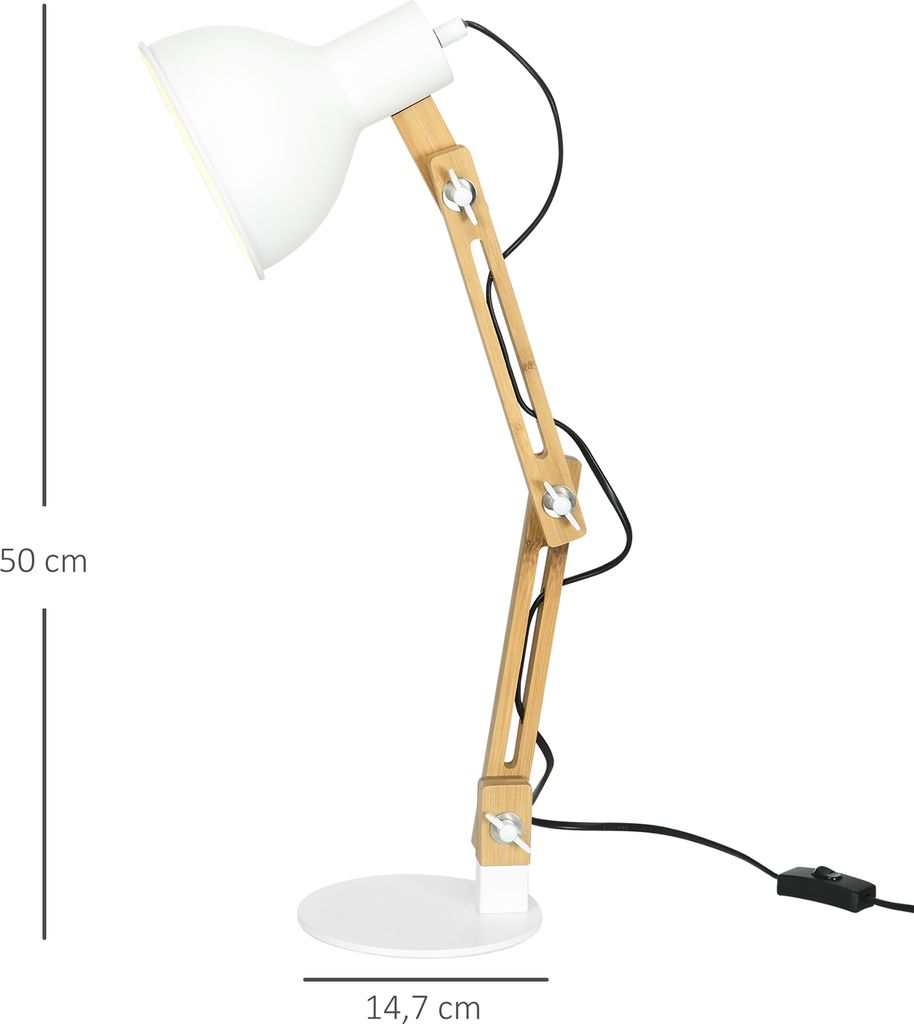 HOMCOM Lampa biurkowa 40W do czytania, regulowana lampa Zdjęcie produktu 3