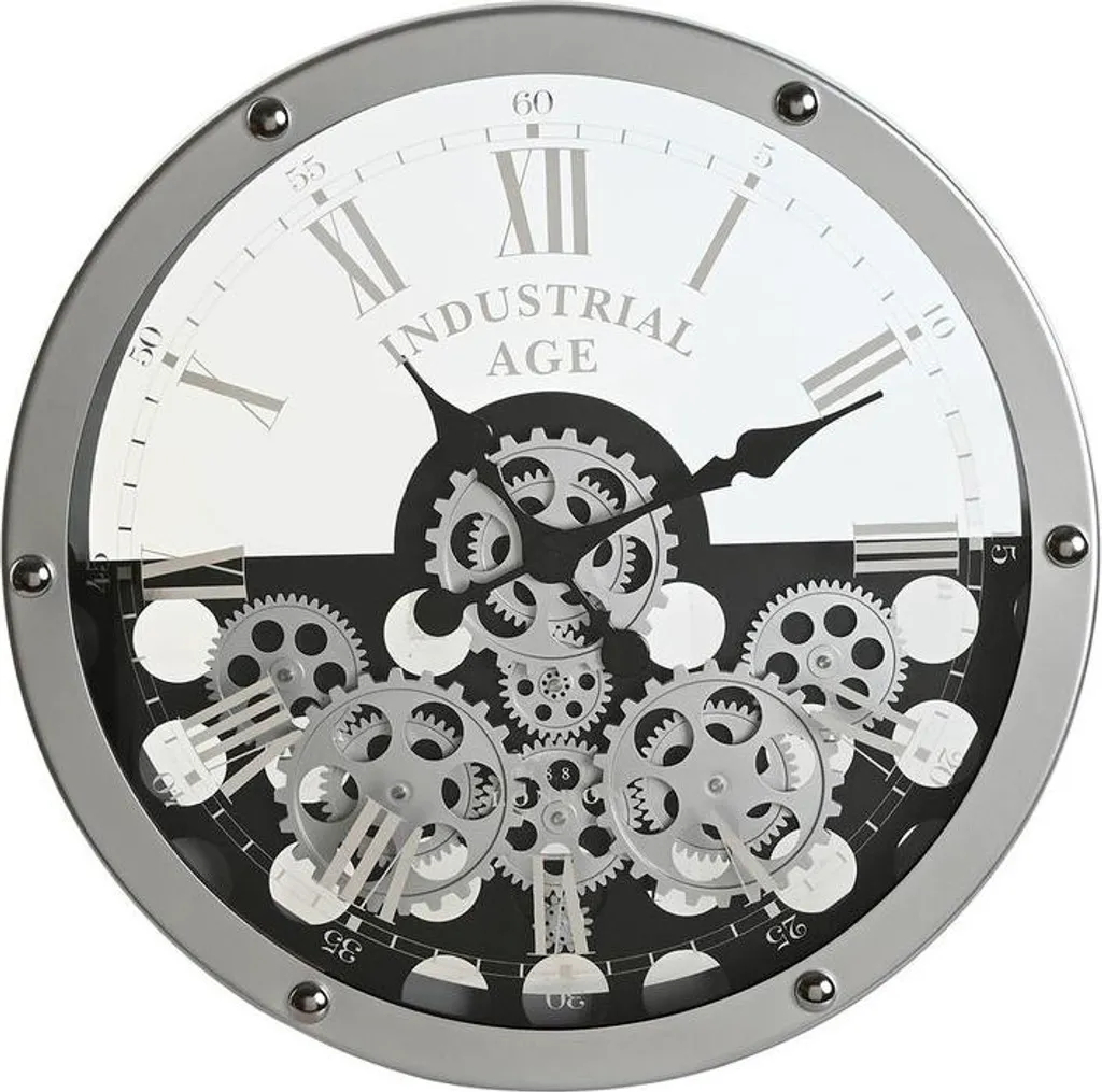 Horloge Murale Home ESPRIT Noir Argent Métal Cristal Roues 52x52 cm