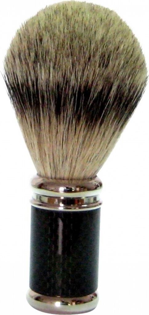 GOLDDACHS Rasierpinsel, 100% Dachs-Zupfhaar, Metall, silber, schwarz