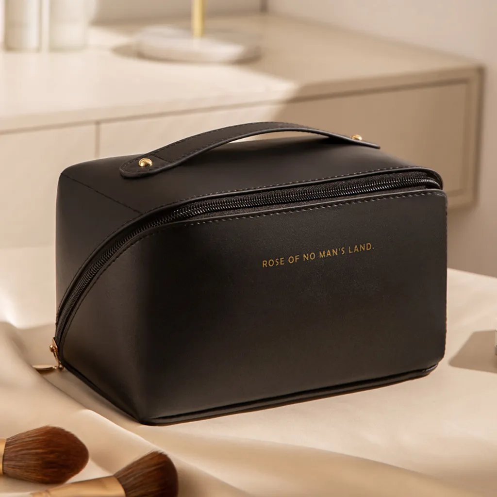 NISHEL Beauty Case Da Viaggio Grande, Appendi, Impermeabile, 4 Scomparti - Capacità Extra (30,5 Cm X 90,2 Cm Aperto) - Nero - 2