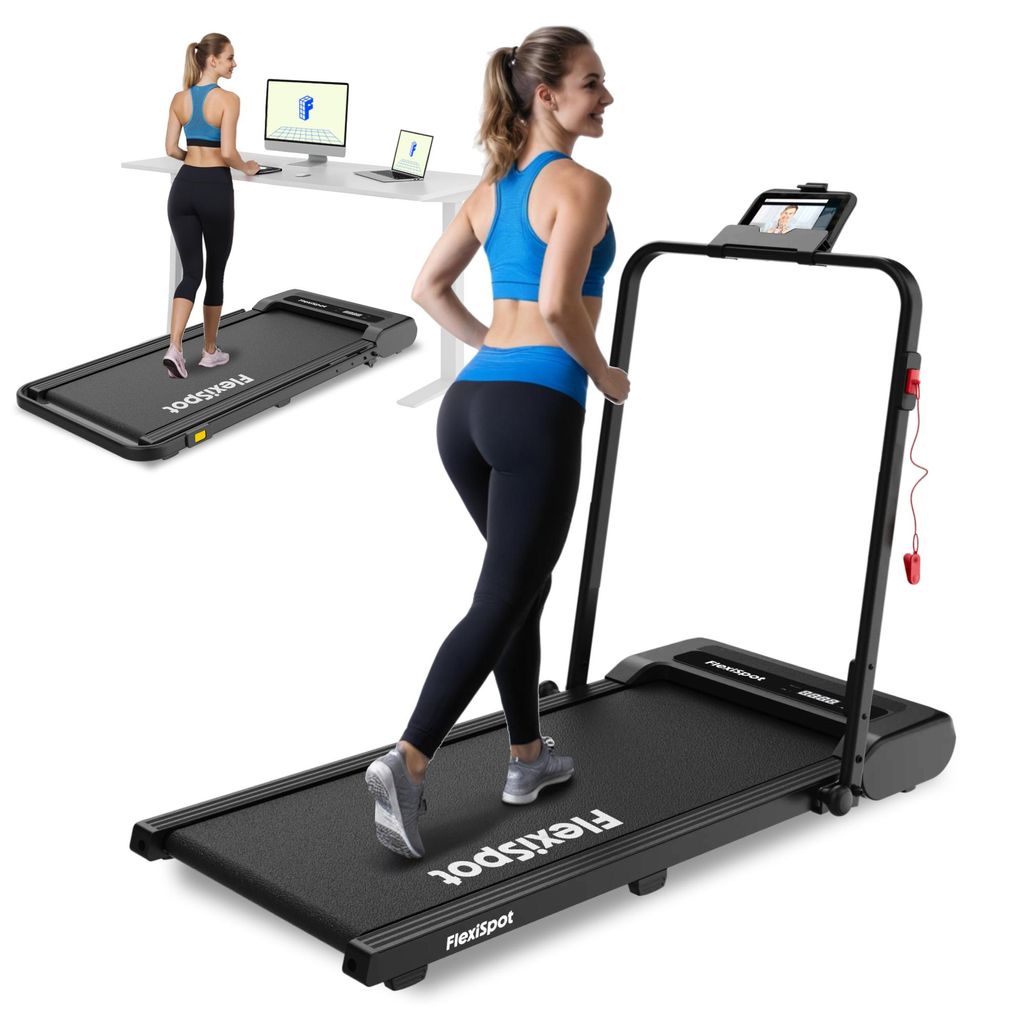 FLEXISPOT Laufband Walking Pad 1-10 km/h für Zuhause & Büro, bis 140 KG, 3 in 1 tragbar mit LED-Display Fernbedienung, Schmiermitteln