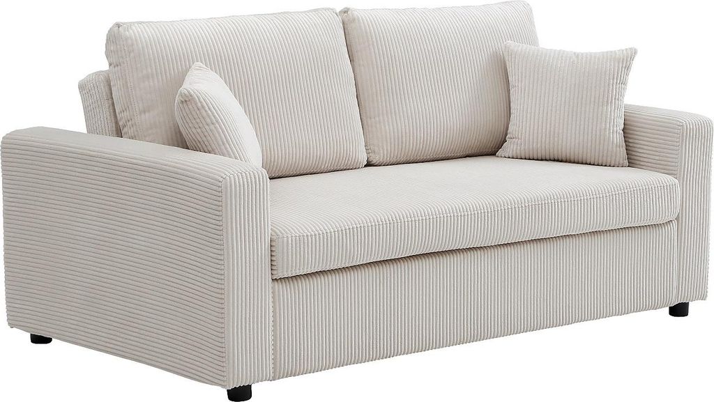 Schlafsofa 3-Sitzer - Cordstoff - Beige - INIZOR Produktbild 