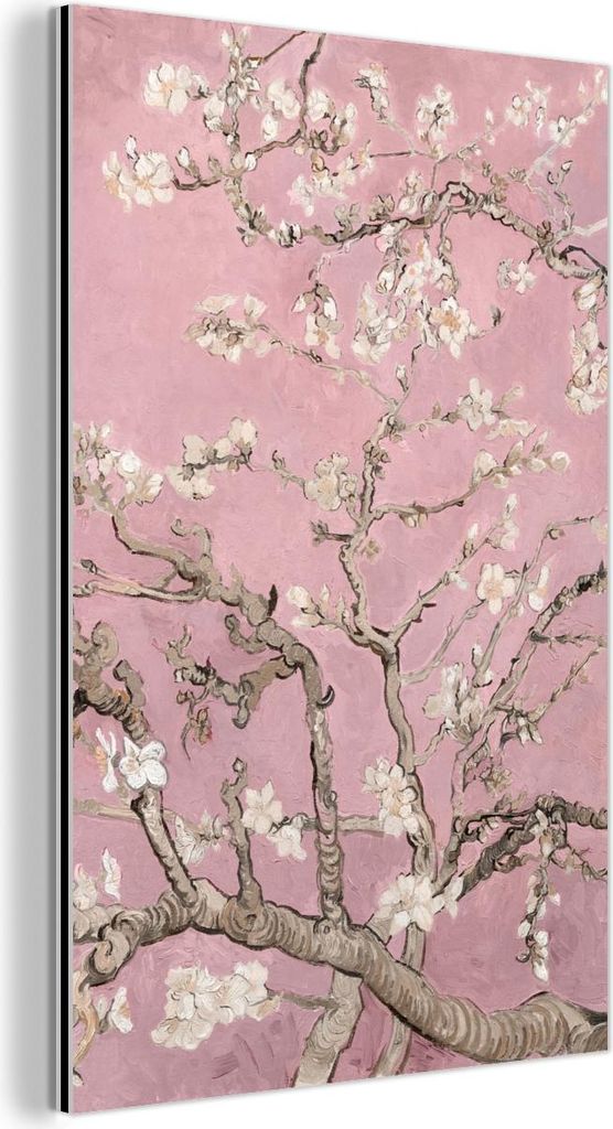 MuchoWow Wanddekoration Metall Metallbild Wandkunst 80x120 cm Mandelblüte - Kunst - Van Gogh - Rosa MuchoWow Aluminium Gemälde - Bilder