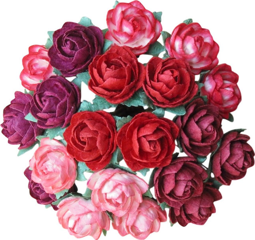 ROSEN Mulberrypapier 20 mm - CLASSIC ROSES rot mix - Dekoblumen - 50 Stk.