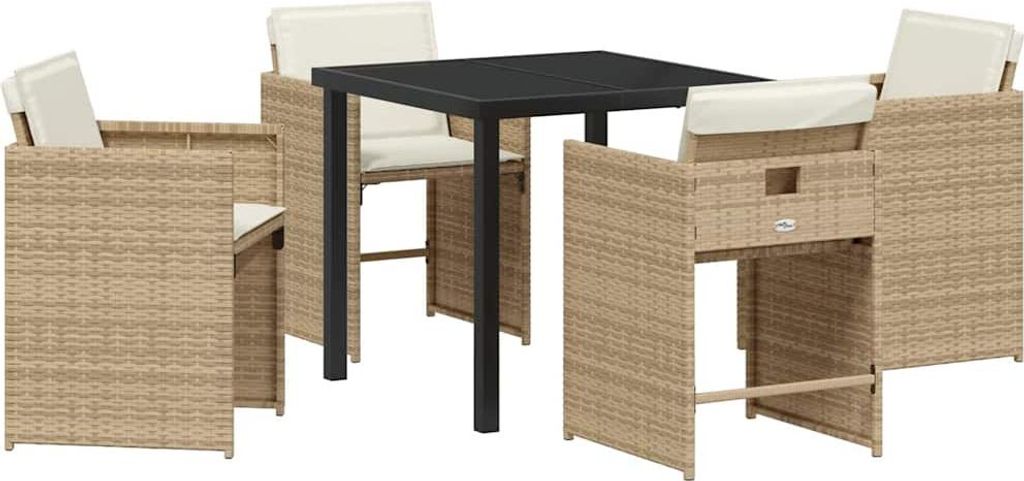 vidaXL Garten Essgruppe 5 pcs Beige Poly-Rattan