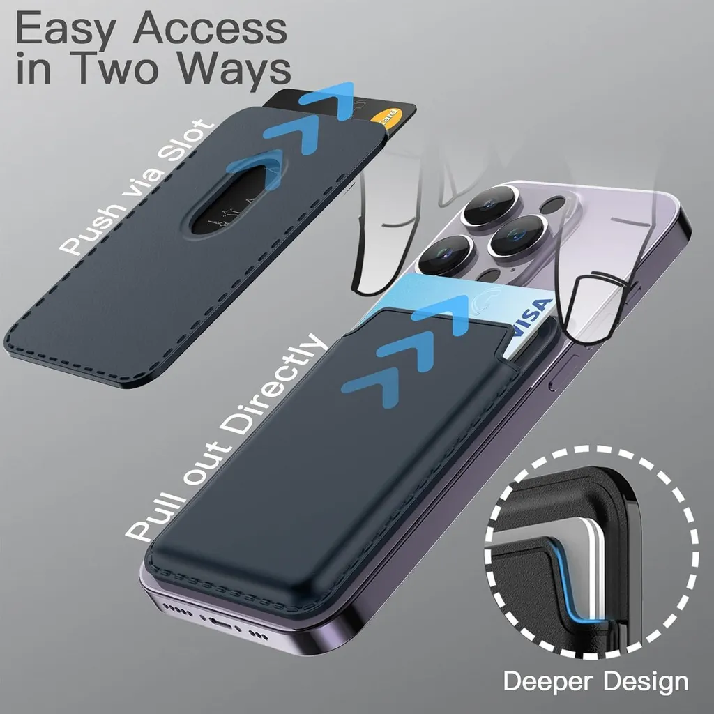 Portefeuille iPhone 16 MagSafe Bleu : Gardez vos Cartes à Portée de Main - 4