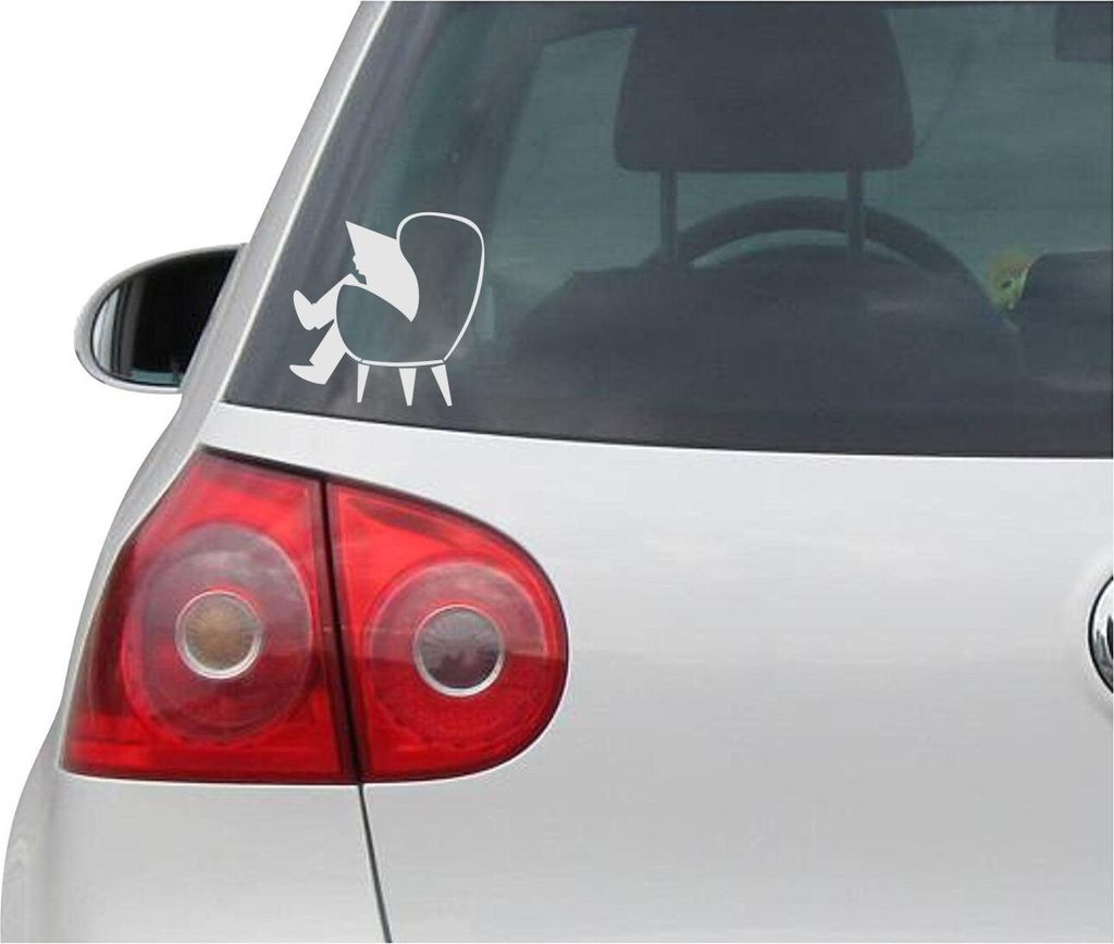 Aufkleber / Autoaufkleber - JDM - Die cut - SET of 2 Man in Chair Reading Newspaper- weiß silber - 101mmX101mm