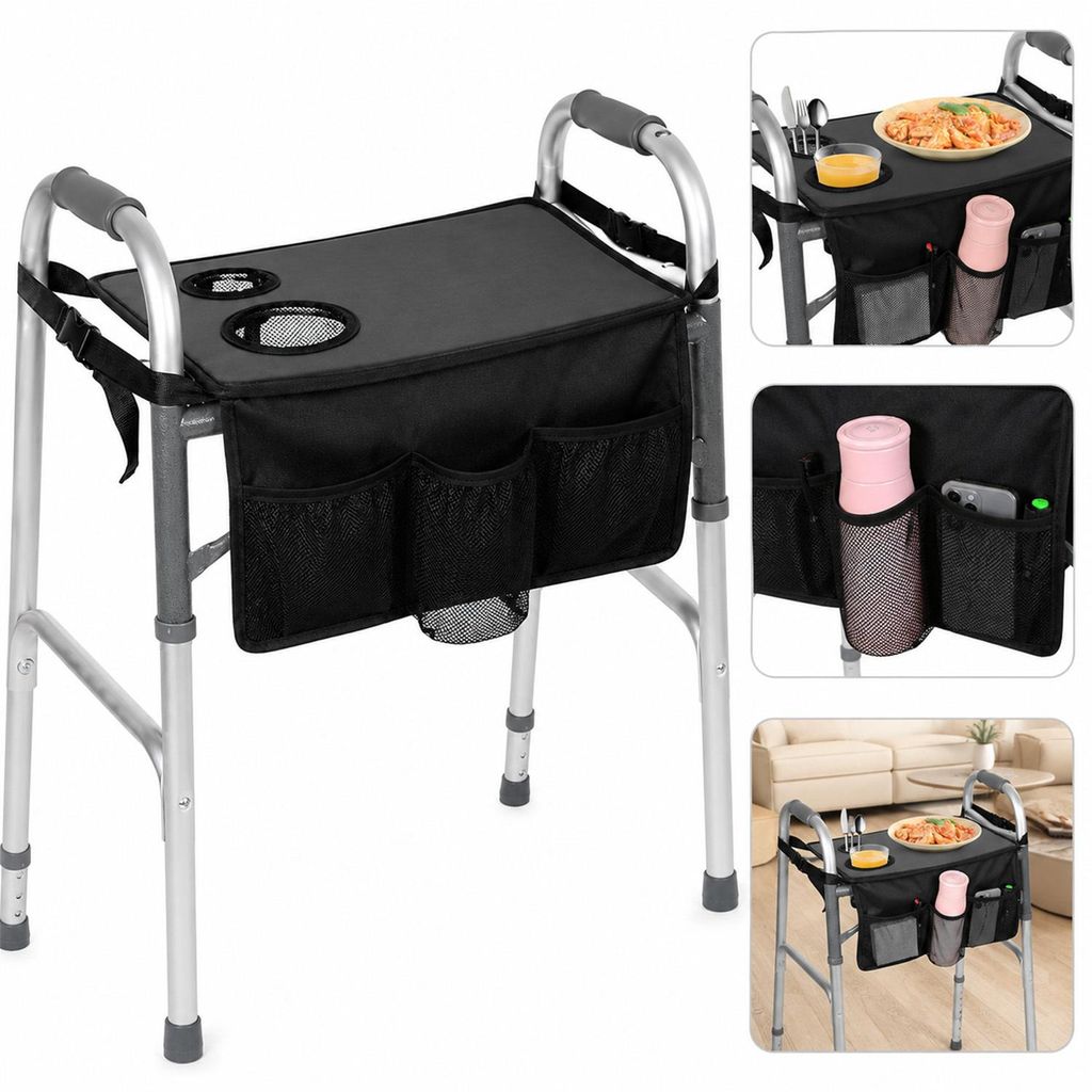 Rollator Tablett mit Getränkehalter, abnehmbar & Produktbild 