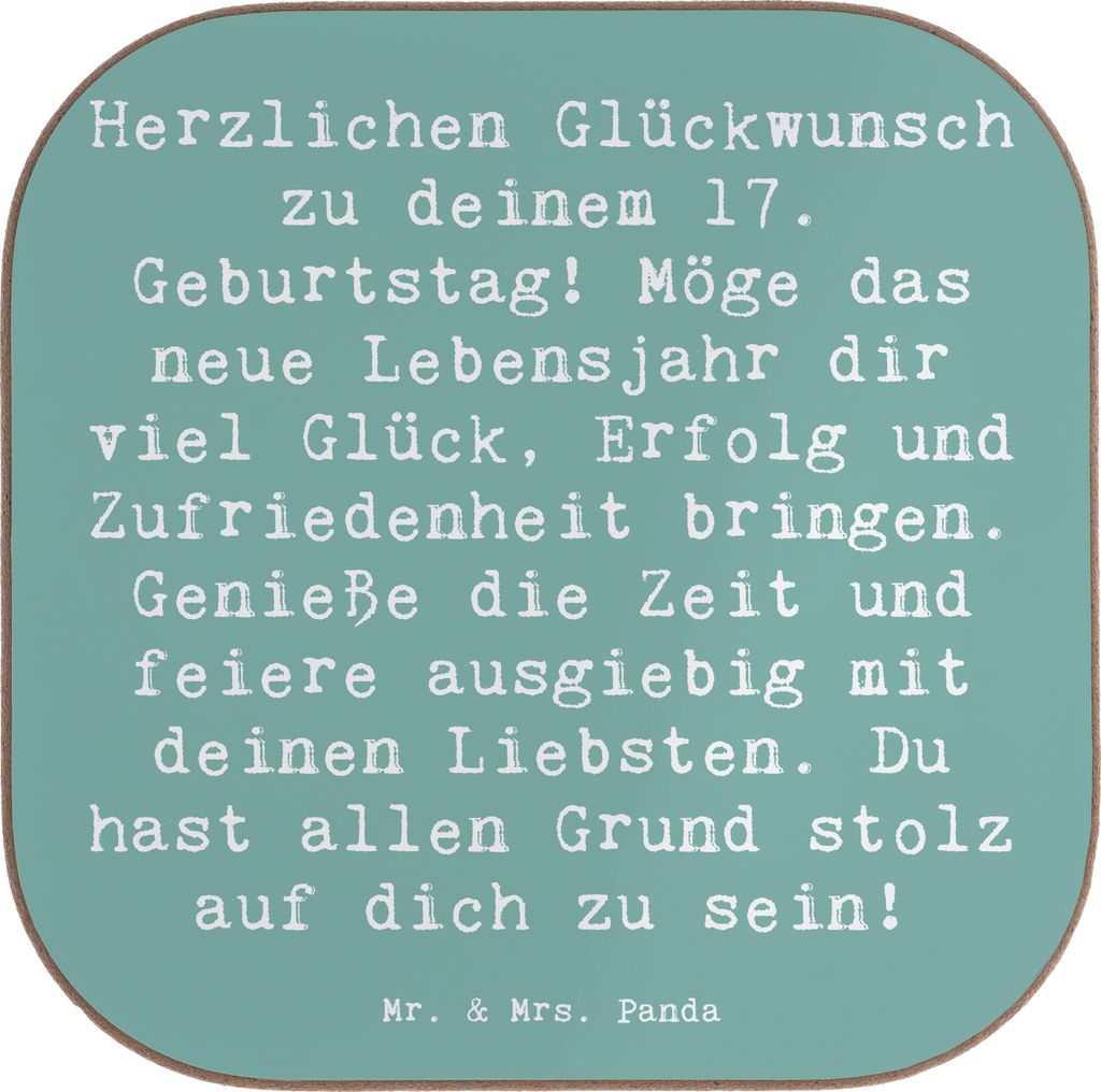 Mr. & Mrs. Panda Untersetzer für Gläser Spruch 17. Geburtstag - Meeresbrise - Geschenk, Alter, Erfolg, Coaster, Tischuntersetzer, Happy Birthday,...