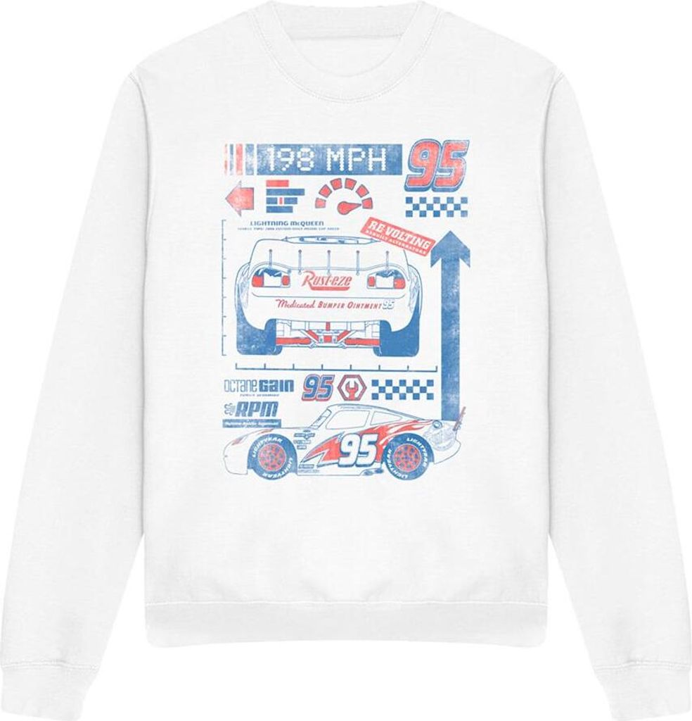 Cars - "198 MPH" Sweatshirt für Herren/Damen Uni TV15049 (XL) (Weiß)