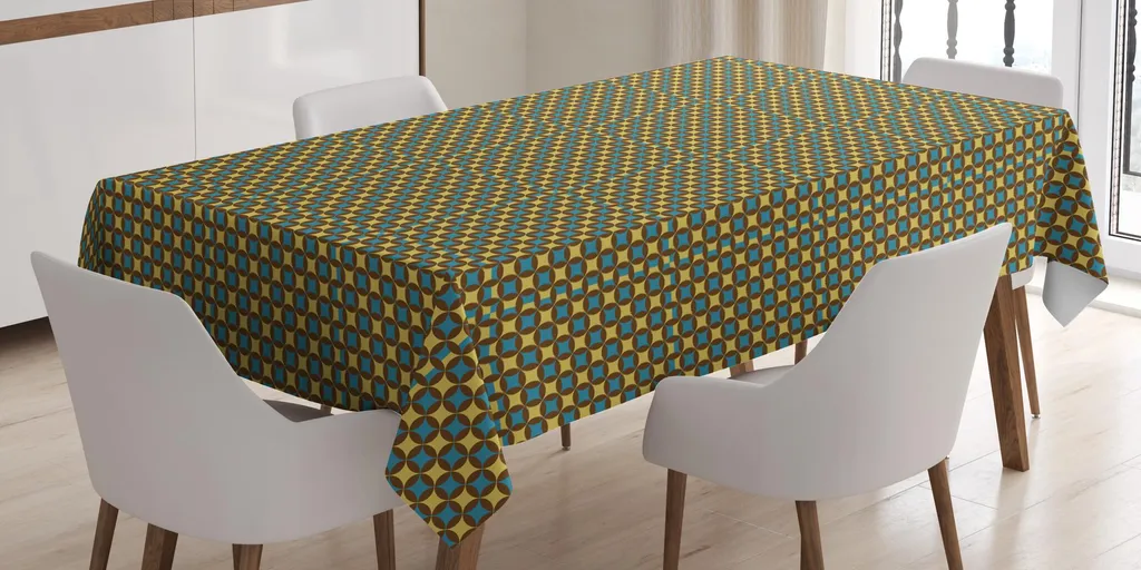 Tovaglia Vintage ABAKUHAUS Gialla e Blu - Arredamento Anni '70