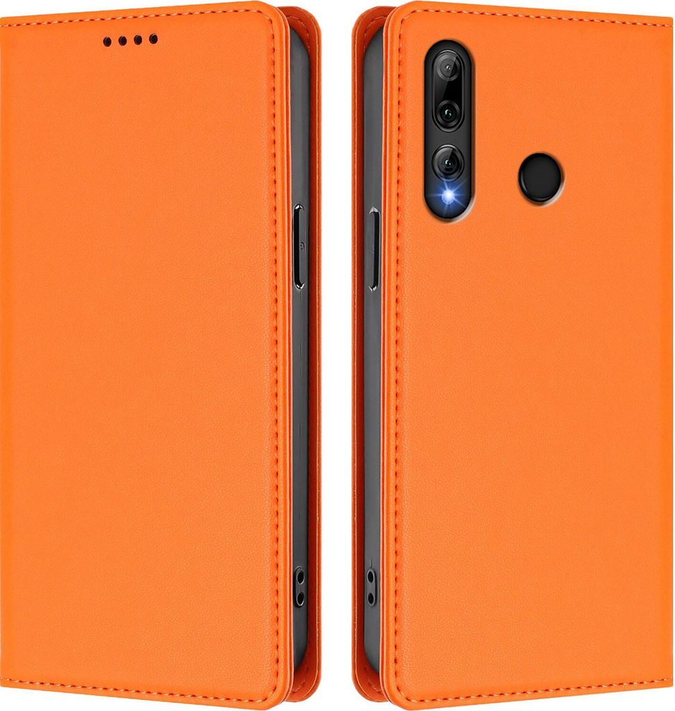 Handyhülle für Honor 20 Lite/Honor 10i, Kunstleder Klapphülle Stoßfeste Magnetische Hülle mit Ständer Orange