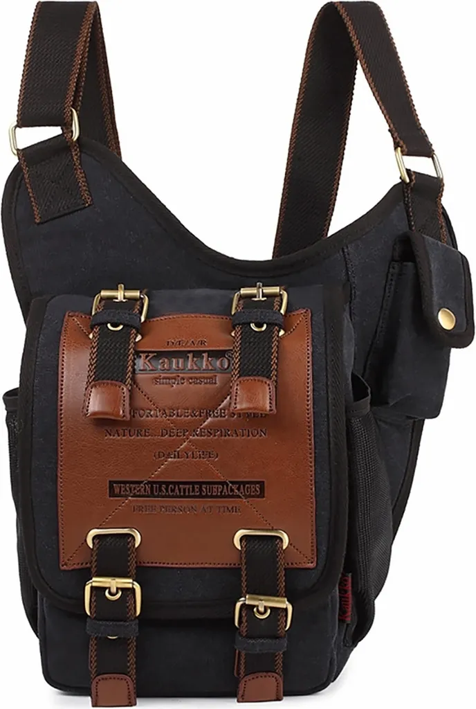 Borsa Outdoor DrachenLeder OTK200S Nero - Resistente Tela Canvas