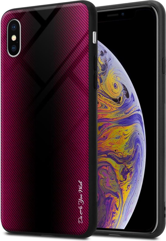 Cadorabo Hülle für Apple iPhone XS MAX Schutz Hülle in Pink Handyhülle TPU Etui Cover Case Tempered Glas