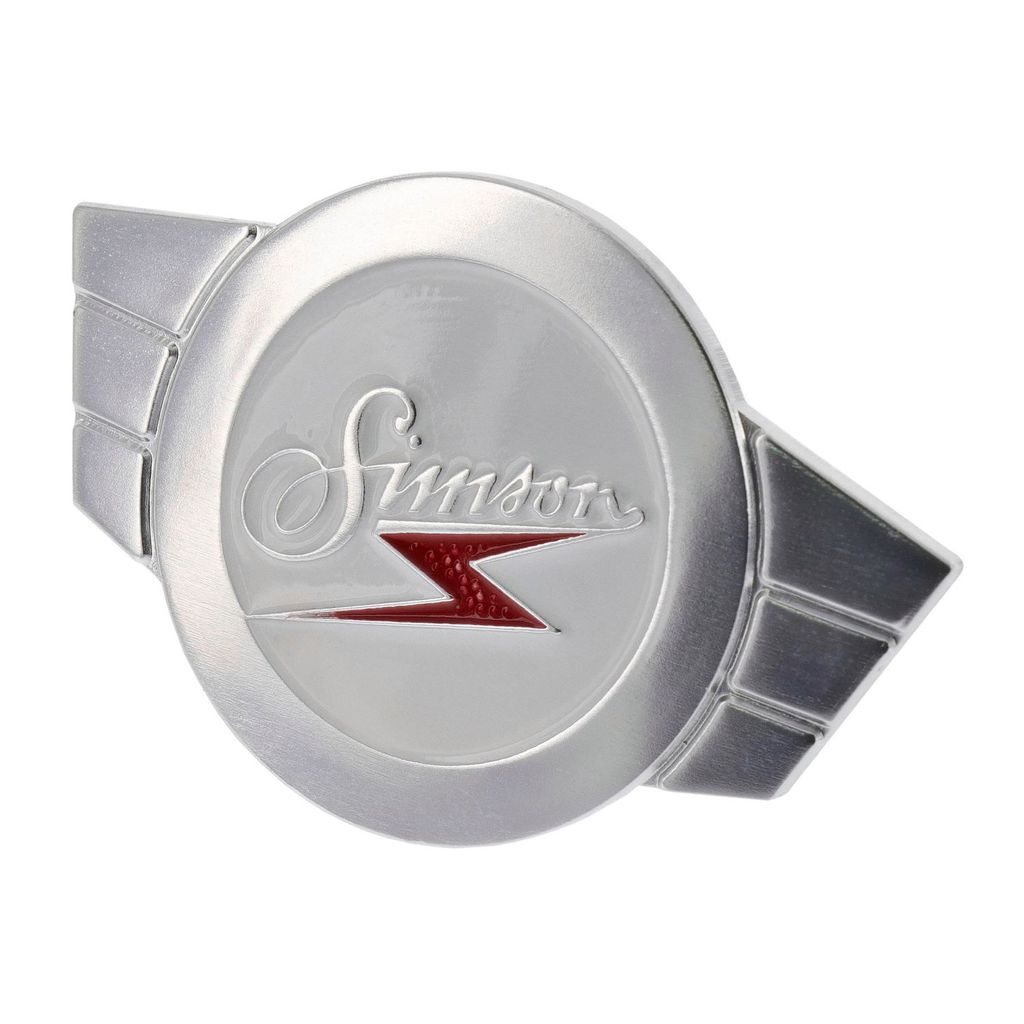 Simson Alu-Warenzeichenplakette silber für Lenkerschale - KR51, SR4-2, -3, -4